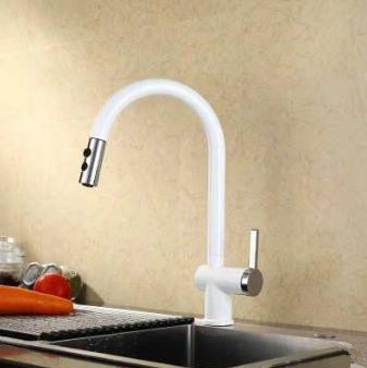 Brass White Painted Unleaded Kitchen Sink Tap Rotatable TH905W - Click Image to Close