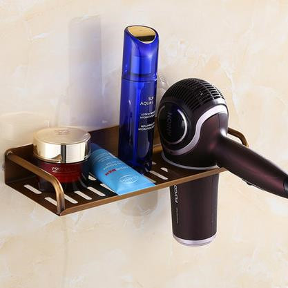 Antique Brass Bathroom Accessory Multi-function Rack Hair Dryer Holder THD128 - Click Image to Close