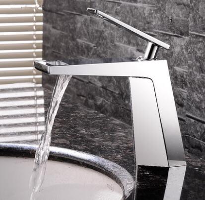Art Designed Brass Waterfall Mixer Water Bathroom Sink Tap THP304