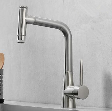 Kitchen Pull Out Nickel Brushed Brass Rotatable Mixer Kitchen Sink Tap TN0179 - Click Image to Close