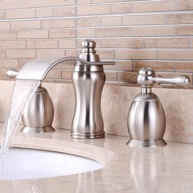 Antique Brass Nickel Brushed Finish Three-pieces Waterfall Bathroom Sink Taps TN200S