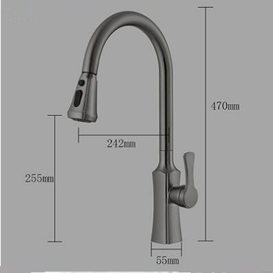 Antique Nickel Brushed Brass 360° Rotatable Pull Out Kitchen Tap TN355P - Click Image to Close