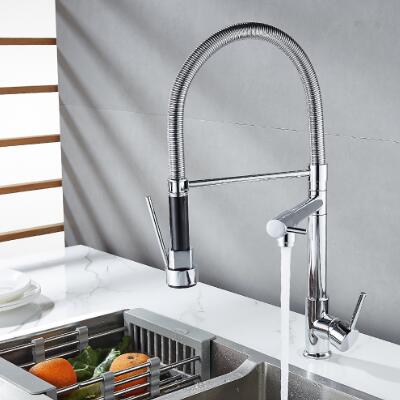 Full Copper Telescopic Spring Dual Outlet Universal Kitchen Pull-out Tap TP0125