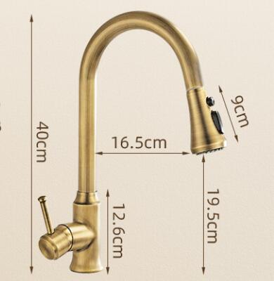 Antique Kitchen Tap Brass Single Handle Rotatable Mixer Pull-out Kitchen Sink Tap TP0178A