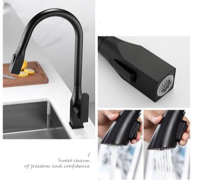 Black Bronze Brass Two Outlet Modes Mixer Pull Out Kitchen Tap TP0268B - Click Image to Close