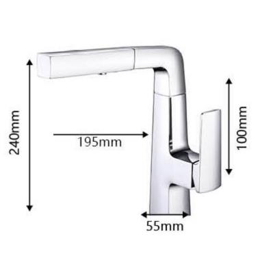 Brass Chrome Finished Two Outlet Modes Mixer Pull Out Kitchen Tap TP0268C - Click Image to Close