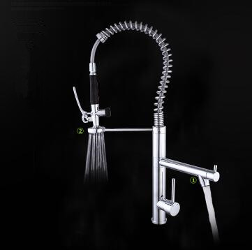 Chrome Finished Brass SPRING Rotatable Scalable Mixer Kitchen Sink Tap TP0418