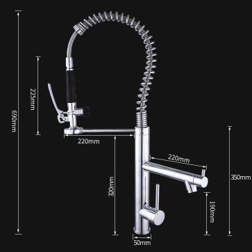 Chrome Finished Brass SPRING Rotatable Scalable Mixer Kitchen Sink Tap TP0418