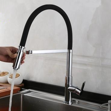 Black All Copper High End Pumping Hot And Cold Kitchen Tap TP0530