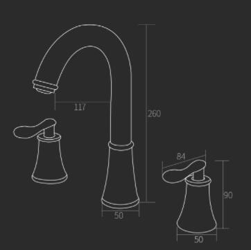 Classical Basin Tap Silvery Finish Two Handles Mixer Bathroom Sink Tap TS0158 - Click Image to Close