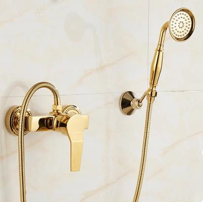 Golden Finish Mixer Water Bathroom&Hotel Simple Shower Set With Hand Shower TS0199G - Click Image to Close