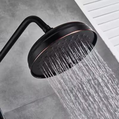 Antique Black Wall Mount Retro Kit Dual Knobs Handheld Spray Brass Shower Taps Set TS0310