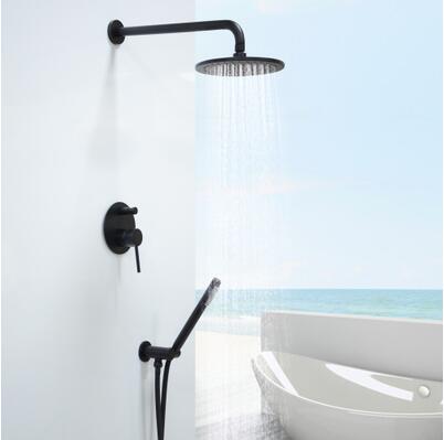 Antique Black Bronze Brass Bathroom Concealed Installation Rainfall Shower Set TS0615C