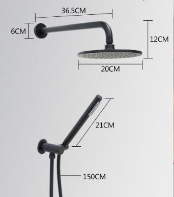 Antique Black Bronze Brass Bathroom Concealed Installation Rainfall Shower Set TS0615C - Click Image to Close