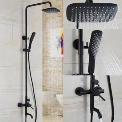 Antique Matte Balck Finished Bathroom Brass Mixer Shower Tap Set TS0685B