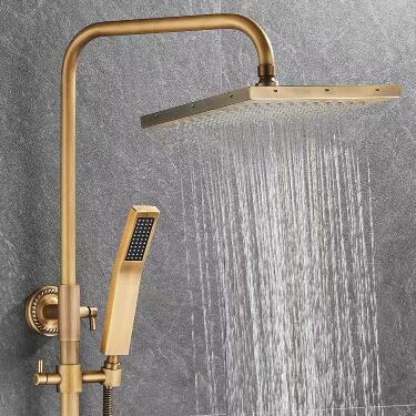 Antique Brass Bathroom Fixture 8-inch Rainfall Adjustable Handheld Shower Sets TS0798 - Click Image to Close