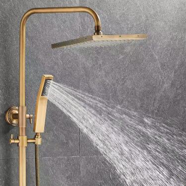 Antique Brass Bathroom Fixture 8-inch Rainfall Adjustable Handheld Shower Sets TS0798 - Click Image to Close