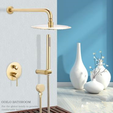 Brass Nickel Brushed Golden Bathroom Concealed Installation Rainfall Shower Set TS0818G