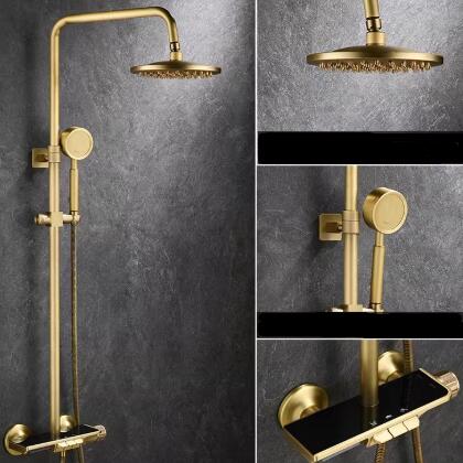All-Copper Antique Shower Set,Medieval Shower Head,Pressure Booster,Vintage Bathroom Shower Tap TS1087