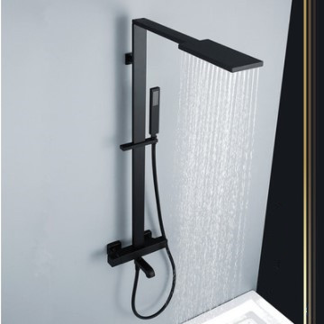 Thermostatic 38° Shower Set SPA Designed Black Brass Rainfall Bathroom Shower Tap TS1316 - Click Image to Close