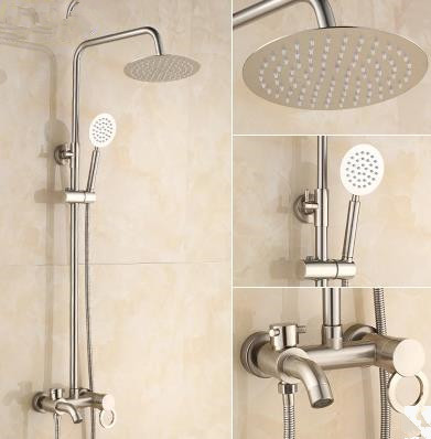 New Stainless Steel Nickel Brushed Rainfall Shower Tap Set TS508S