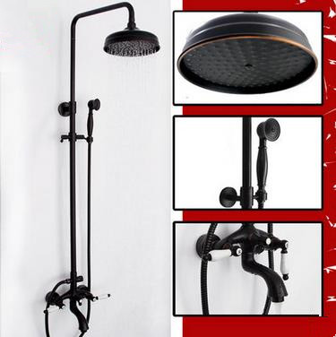 New Design Black Bronze Brass Two Handles Rainfall Shower Tap TS620B