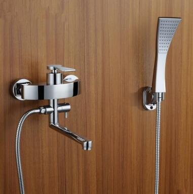 Brass Chrome Finished Mixer Bathroom Bathtub Tap With Hand shower TS659K - Click Image to Close