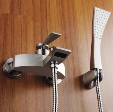 Brass Nickel Brushed Mixer Bathroom Bathtub Tap With Hand shower TS660K