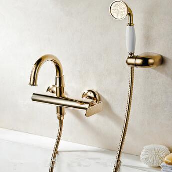 New Brass Golden Printed Mixer Bathroom Bathtub Tap With Hand shower TS735K