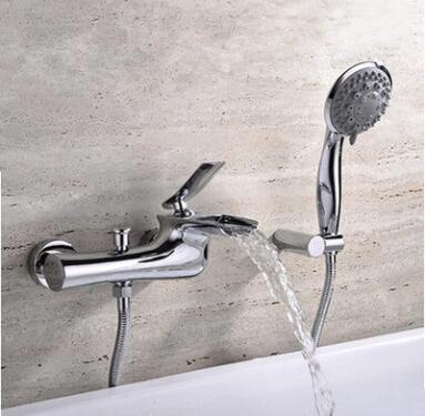 Brass Waterfall Spout High Quality Bathtub Tap With Hand Shower TS778K - Click Image to Close