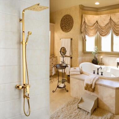 High Quality Antique Brass Golden Mixer Water Rainfall Shower Tap TS780G - Click Image to Close