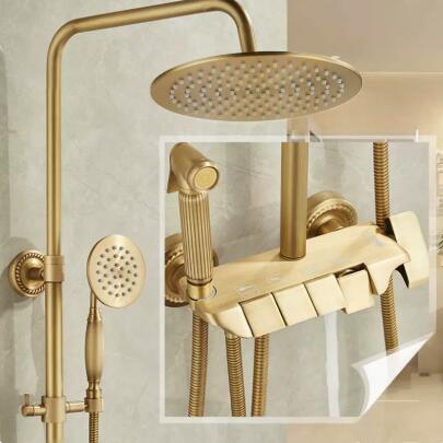Shower System Set Antique Bronze Shower Tap Set Wall Mounted Height Adjustable Rain Shower Combo Set with Handheld TSA0480