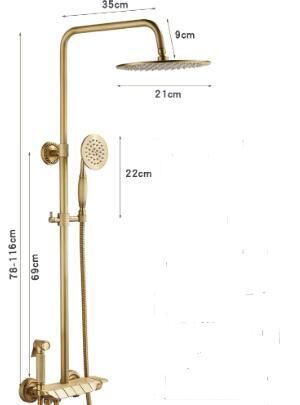 Shower System Set Antique Bronze Shower Tap Set Wall Mounted Height Adjustable Rain Shower Combo Set with Handheld TSA0480 - Click Image to Close