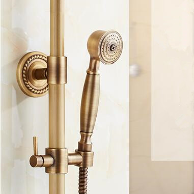 Antique Brass 4 Gear Rainfall Bathroom Shower Tap Set with Bidet Tap TSA458 - Click Image to Close