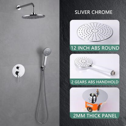 Sliver Chrome Finished Brass Bathroom Concealed Installation Rainfall Shower Set TSC530