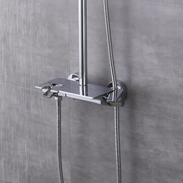 Bright Chrome Finished Brass Key-Press Type Bathroom Wall Mounted Shower Set TSC698 - Click Image to Close