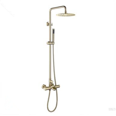 Nickel Brushed Golden 38° Thermostatic Rainfall Rotatable Shower Tap TSG654 - Click Image to Close