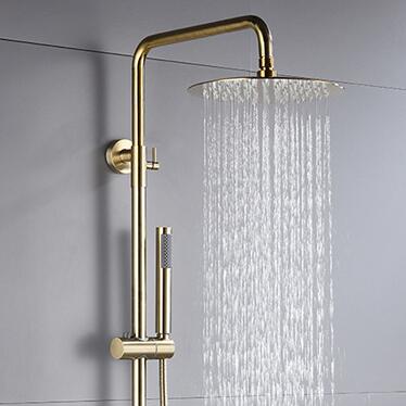 Nickel Brushed Golden 38° Thermostatic Rainfall Rotatable Shower Tap TSG654 - Click Image to Close