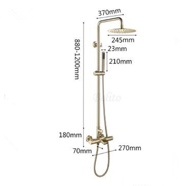 Nickel Brushed Golden 38° Thermostatic Rainfall Rotatable Shower Tap TSG654 - Click Image to Close