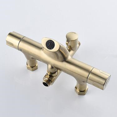 Nickel Brushed Golden 38° Thermostatic Rainfall Rotatable Shower Tap TSG654 - Click Image to Close