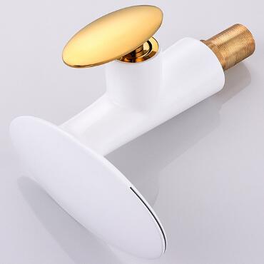 Brass Speical Golden Handle White Printed Waterfall Bathroom Mixer Sink Tap TW0309