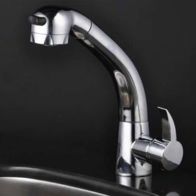 Chrome Single Handle Centerset Pull out kitchen tap T1724