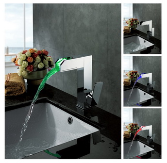 Contemporary Color Changing LED Bathroom Sink Tap - T8005-3 - Click Image to Close