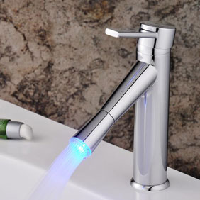 Contemporary Color Changing LED Bathroom Sink Tap - T1896F - Click Image to Close