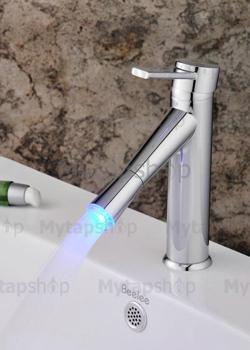 Contemporary Color Changing LED Bathroom Sink Tap - T1896F - Click Image to Close