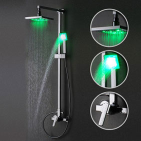 Contemporary Color Changing 8 inch Shower Head + Hand Shower LED Shower Tap - TSF002