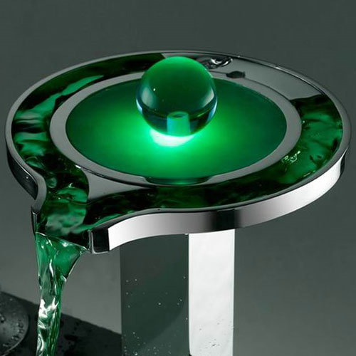 Contemporary Color Changing LED Waterfall Widespread Bathroom Sink Tap - T8008-2F - Click Image to Close