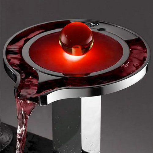 Contemporary Color Changing LED Waterfall Widespread Bathroom Sink Tap - T8008-2F