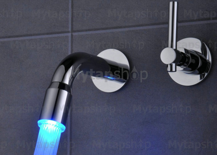Contemporary Color Changing LED Waterfall Widespread Bathroom Sink Tap T0460F