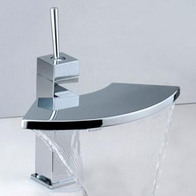 Contemporary Brass Bathroom Sink Tap Chrome Finish T6008